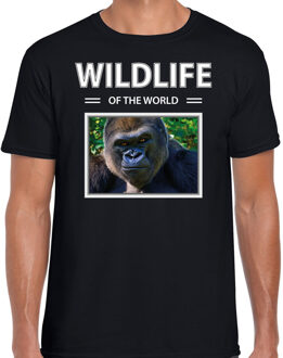 Bellatio Decorations Dieren foto t-shirt Aap - zwart - heren - wildlife of the world - cadeau shirt Gorilla apen liefhebber 2XL