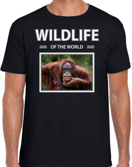 Bellatio Decorations Dieren foto t-shirt Aap - zwart - heren - wildlife of the world - cadeau shirt Orang oetan apen liefhebber 2XL