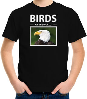 Bellatio Decorations Dieren foto t-shirt Amerikaanse zeearend - zwart - kinderen - birds of the world - cadeau shirt vogel liefhebber L (146-152)