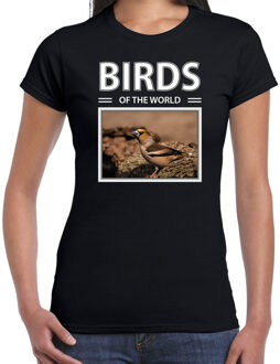 Bellatio Decorations Dieren foto t-shirt Appelvink - zwart - dames - birds of the world - cadeau shirt Appelvinkjes liefhebber 2XL