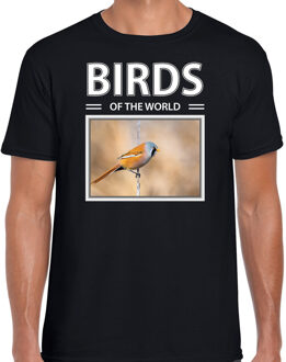 Bellatio Decorations Dieren foto t-shirt Baardmannetje vogel - zwart - heren - birds of the world - cadeau shirt Baardmannetjes liefhebber 2XL