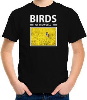 Bellatio Decorations Dieren foto t-shirt Blauwborst vogel - zwart - kinderen - birds of the world - cadeau shirt Blauwborst vogels liefhebber L (146-152)