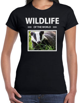 Bellatio Decorations Dieren foto t-shirt Das - zwart - dames - wildlife of the world - cadeau shirt dassen liefhebber 2XL