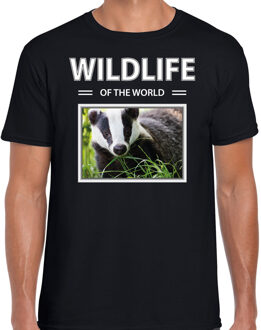 Bellatio Decorations Dieren foto t-shirt Das - zwart - heren - wildlife of the world - cadeau shirt Dassen liefhebber 2XL