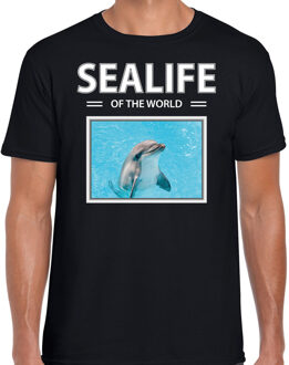 Bellatio Decorations Dieren foto t-shirt Dolfijn - zwart - heren - sealife of the world - cadeau shirt Dolfijnen liefhebber 2XL