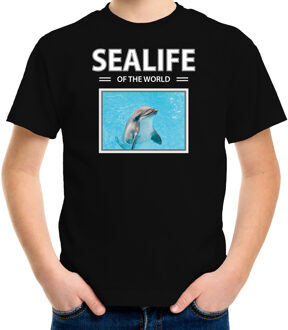 Bellatio Decorations Dieren foto t-shirt Dolfijn - zwart - kinderen - sealife of the world - cadeau shirt Dolfijnen liefhebber L (146-152)