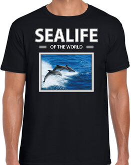 Bellatio Decorations Dieren foto t-shirt Dolfijnen - zwart - heren - sealife of the world - cadeau shirt Dolfijnen liefhebber 2XL