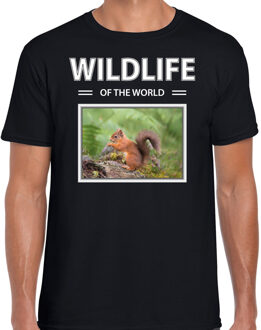 Bellatio Decorations Dieren foto t-shirt Eekhoorn - zwart - heren - wildlife of the world - cadeau shirt Eekhoorns liefhebber 2XL