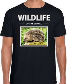 Bellatio Decorations Dieren foto t-shirt Egel - zwart - heren - wildlife of the world - cadeau shirt Egels liefhebber 2XL