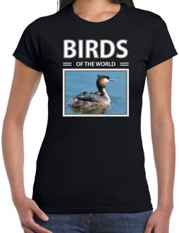 Bellatio Decorations Dieren foto t-shirt Fuut - zwart - dames - birds of the world - cadeau shirt Futen  liefhebber 2XL