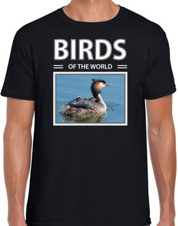 Bellatio Decorations Dieren foto t-shirt Fuut - zwart - heren - birds of the world - cadeau shirt Futen  liefhebber 2XL