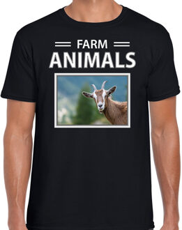 Bellatio Decorations Dieren foto t-shirt Geit - zwart - heren - farm animals - cadeau shirt Geiten liefhebber L