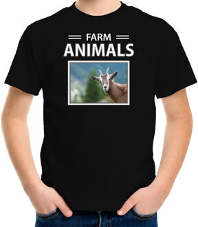 Bellatio Decorations Dieren foto t-shirt Geit - zwart - kinderen - farm animals - cadeau shirt Geiten liefhebber L (146-152)