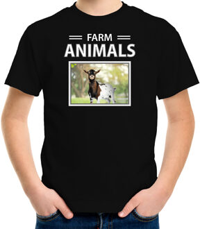 Bellatio Decorations Dieren foto t-shirt Geit - zwart - kinderen - farm animals - cadeau shirt Geiten liefhebber L (146-152)