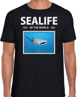 Bellatio Decorations Dieren foto t-shirt Haaien - zwart - heren - sealife of the world - cadeau shirt Tijgerhaai liefhebber 2XL