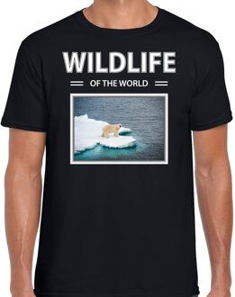 Bellatio Decorations Dieren foto t-shirt IJsbeer - zwart - heren - wildlife of the world - cadeau shirt IJsberen liefhebber 2XL