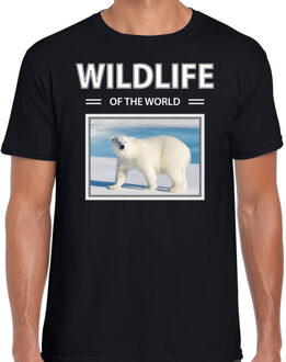 Bellatio Decorations Dieren foto t-shirt ijsbeer - zwart - heren - wildlife of the world - cadeau shirt ijsberen liefhebber 2XL