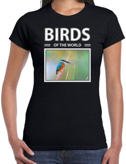 Bellatio Decorations Dieren foto t-shirt Ijsvogel - zwart - dames - birds of the world - cadeau shirt IJsvogels liefhebber 2XL