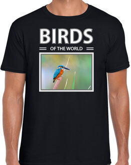 Bellatio Decorations Dieren foto t-shirt Ijsvogel - zwart - heren - birds of the world - cadeau shirt IJsvogels liefhebber 2XL