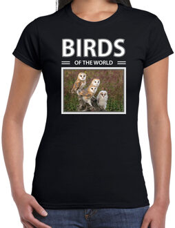 Bellatio Decorations Dieren foto t-shirt Kerkuil - zwart - dames - birds of the world - cadeau shirt Kerkuilen liefhebber 2XL