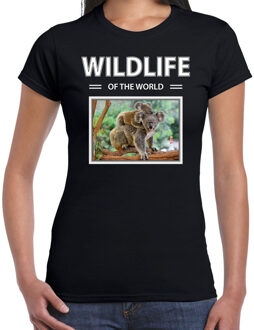 Bellatio Decorations Dieren foto t-shirt Koala - zwart - dames - wildlife of the world - cadeau shirt koalabeer liefhebber 2XL