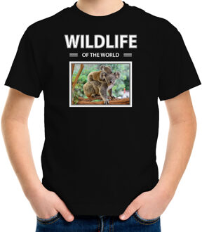 Bellatio Decorations Dieren foto t-shirt Koala - zwart - kinderen - wildlife of the world - cadeau shirt Koala's liefhebber L (146-152)