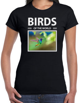 Bellatio Decorations Dieren foto t-shirt Kolibrie vogel - zwart - dames - birds of the world - cadeau shirt Kolibries liefhebber 2XL