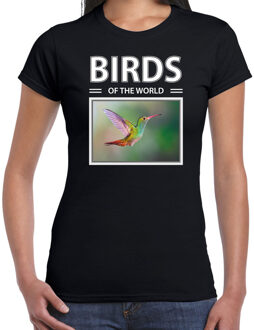 Bellatio Decorations Dieren foto t-shirt Kolibrie - zwart - dames - birds of the world - cadeau shirt Kolibries liefhebber 2XL