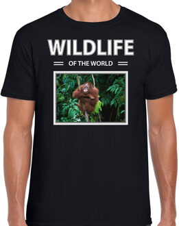 Bellatio Decorations Dieren foto t-shirt Orang oetan aap - zwart - heren - wildlife of the world - cadeau shirt Orang oetans liefhebber 2XL