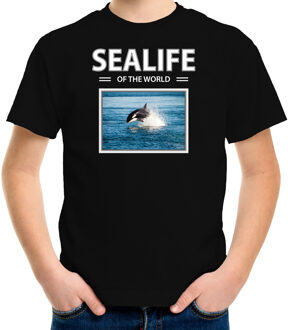 Bellatio Decorations Dieren foto t-shirt Orka - zwart - kinderen - sealife of the world - cadeau shirt Orkas liefhebber L (146-152)