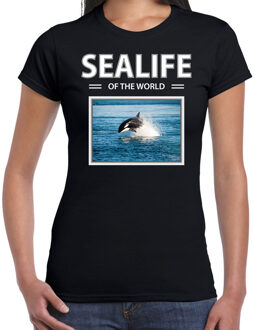 Bellatio Decorations Dieren foto t-shirt Orkas - zwart - dames - sealife of the world - cadeau shirt Orka liefhebber 2XL