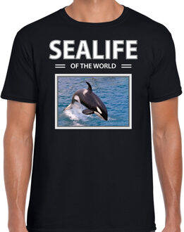 Bellatio Decorations Dieren foto t-shirt Orkas - zwart - heren - sealife of the world - cadeau shirt Orka liefhebber 2XL