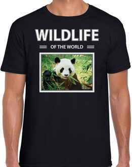 Bellatio Decorations Dieren foto t-shirt Panda - zwart - heren - wildlife of the world - cadeau shirt pandabeer liefhebber 2XL