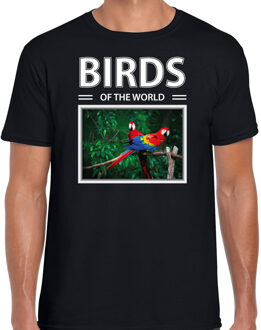 Bellatio Decorations Dieren foto t-shirt Papegaai - zwart - heren - birds of the world - cadeau shirt Papegaaien liefhebber 2XL