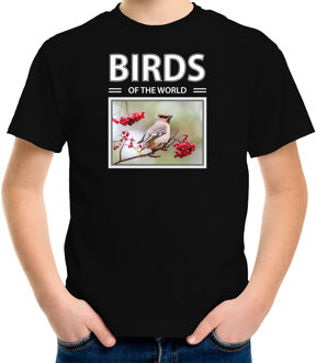 Bellatio Decorations Dieren foto t-shirt Pestvogel - zwart - kinderen - birds of the world - cadeau shirt vogel liefhebber S (122-128)