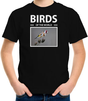 Bellatio Decorations Dieren foto t-shirt Putter vogel - zwart - kinderen - birds of the world - cadeau shirt vogel liefhebber L (146-152)