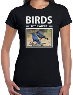 Bellatio Decorations Dieren foto t-shirt Raaf - zwart - dames - birds of the world - cadeau shirt Raven  liefhebber 2XL