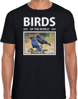 Bellatio Decorations Dieren foto t-shirt Raaf - zwart - heren - birds of the world - cadeau shirt Raven  liefhebber 2XL