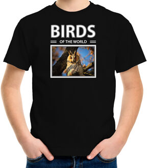 Bellatio Decorations Dieren foto t-shirt Ransuil - zwart - kinderen - birds of the world - cadeau shirt uilen liefhebber L (146-152)