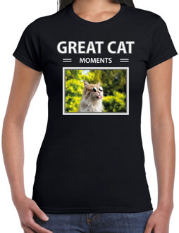 Bellatio Decorations Dieren foto t-shirt rode kat - zwart - dames - great cat moments - cadeau shirt katten liefhebber 2XL