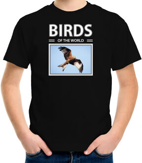 Bellatio Decorations Dieren foto t-shirt Rode wouw - zwart - kinderen - birds of the world - cadeau shirt Rode wouw vogels liefhebber L (146-152)