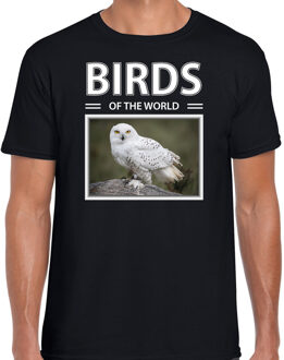 Bellatio Decorations Dieren foto t-shirt Sneeuwuil - zwart - heren - birds of the world - cadeau shirt Sneeuwuilen liefhebber 2XL