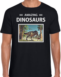 Bellatio Decorations Dieren foto t-shirt T-rex dino - zwart - heren - amazing dinosaurs - cadeau shirt Tyrannosaurus Rex dinosaurus liefhebber 2XL