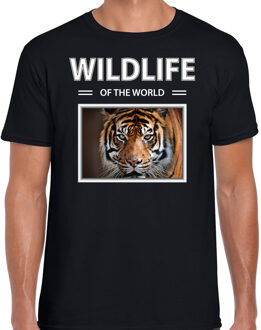 Bellatio Decorations Dieren foto t-shirt tijger - zwart - heren - wildlife of the world - cadeau shirt tijgers liefhebber 2XL