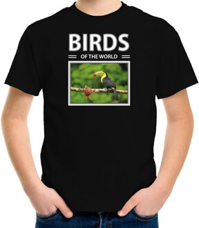 Bellatio Decorations Dieren foto t-shirt Toekan vogel - zwart - kinderen - birds of the world - cadeau shirt vogel liefhebber L (146-152)