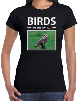 Bellatio Decorations Dieren foto t-shirt Velduil - zwart - dames - birds of the world - cadeau shirt Velduilen liefhebber 2XL