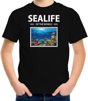Bellatio Decorations Dieren foto t-shirt Vis - zwart - kinderen - sealife of the world - cadeau shirt Vissen liefhebber XS (110-116)