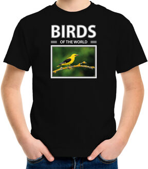 Bellatio Decorations Dieren foto t-shirt Wielewaal vogel - zwart - kinderen - birds of the world - cadeau shirt Wielewaal vogels liefhebber L (146-152)