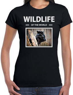 Bellatio Decorations Dieren foto t-shirt Zwarte panter - zwart - dames - wildlife of the world - cadeau shirt panters liefhebber 2XL