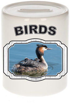 Bellatio Decorations Dieren fuut vogel spaarpot - birds/ vogels spaarpotten kinderen 9 cm Multi